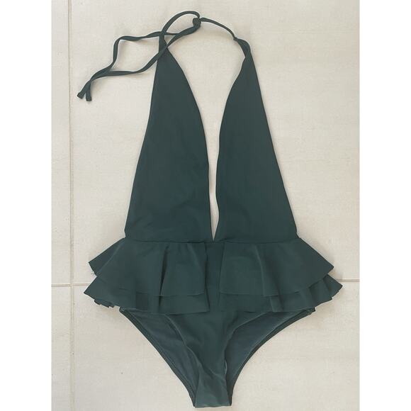 Zara Other - Zara Swim Women One Piece Swimsuit Plunge Halter Ruffled Swimwear